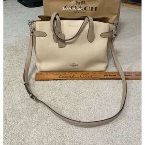NWT Coach‎ CH536 Hanna Carryall Pebble Leather Silver/Ivory Multi , retails $550